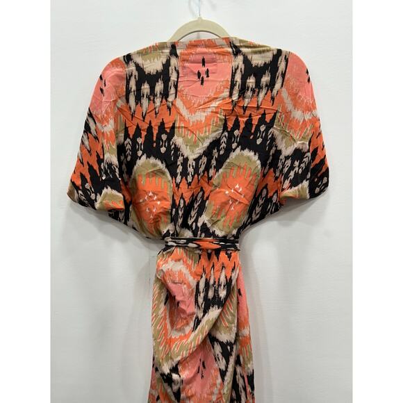 AllSaints Spitalfields Asymmetrical Dress Printed Silk Cowl Neck Multicolor Sz 6 - Picture 4 of 10